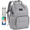 Large Diaper Bag Backpack, Mokaloo Anti-Water Maternity Nappy Bags Changing Bags with Insulated Pockets and Stroller Straps, Multi-functional Travel Back Pack Built-in USB Charging Port Grey