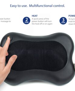 Zyllion Shiatsu Back Neck Massager - Kneading Massage Pillow with Heat for Shoulders, Lower Back, Calf, Legs, Foot - Use at Home, Office, and Car, ZMA-13-BK (Black) Black 15 812BIg5l64bL