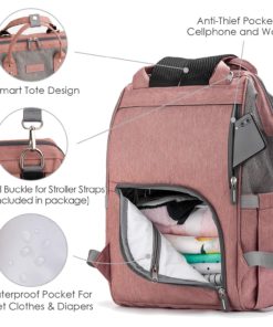 Diaper Bag Backpack Nappy Bag Upsimples Baby Bags for Mom Maternity Diaper Bag with USB Charging Port Stroller Straps Thermal Pockets|Wide Shoulder Straps|Water Resistant |Pink Pink&Gray 10 812BpC2B4CPwL
