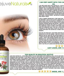 Organic Castor Oil - Boost Hair Growth for Hair, Eyelashes & Eyebrows. USDA Certified Organic, 100% Pure, Cold Pressed, Hexane Free. Eyelash Growth Serum & Brow Treatment with Applicator Kit 11 8143nmjYvVL