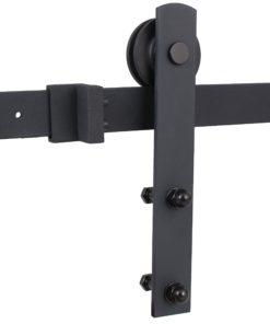 TMS TSQ04-DARK(2SET)+Conn-Dark Country Style Barn Wood Steel Double Sliding Door Hardware Closet Set, 12', Black 12 FT (Double Door) 11 814WAJjDyTL 1