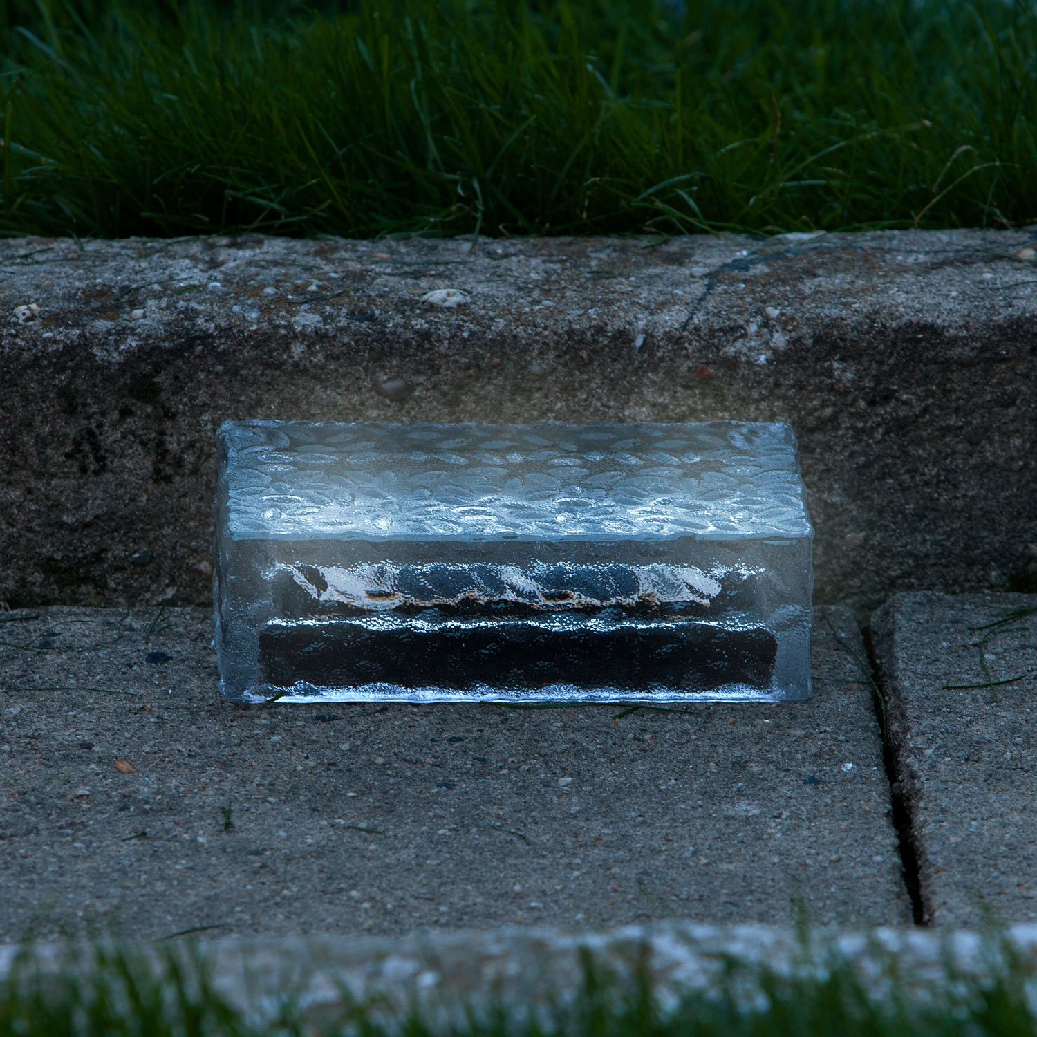 8x4 Solar Brick Landscape Light, 12 White LEDs, Textured Glass Rectangle Paver, Waterproof, Outdoor Use, No Wires Easy to Install - Rechargeable Battery Included Warm White With 6 Leds - $44.95