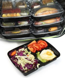 Mealcon BenT-20P Plastic meal prep containers 3 compartment, Black 12 816g2Bo7LE2L