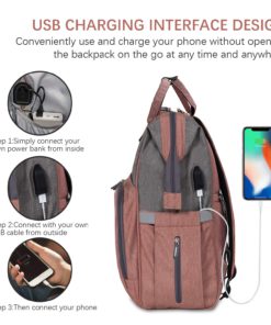 Alternative view of Diaper Bag Backpack Nappy Bag Upsimples Baby Bags for Mom Maternity Diaper Bag with USB Charging Port Stroller Straps Thermal Pockets|Wide Shoulder Straps|Water Resistant |Pink Pink&Gray