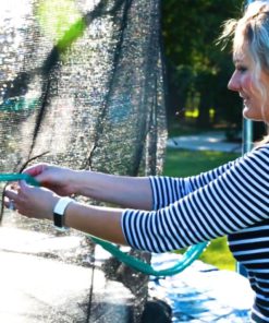 Trampoline Waterpark - Kids Fun Summer Outdoor Water Game Sprinkler - Toys for Boys Girls and Adults - Accessories Included - Toy Attaches on Safety Net Enclosure - Made in The USA 9 819AScA26bL