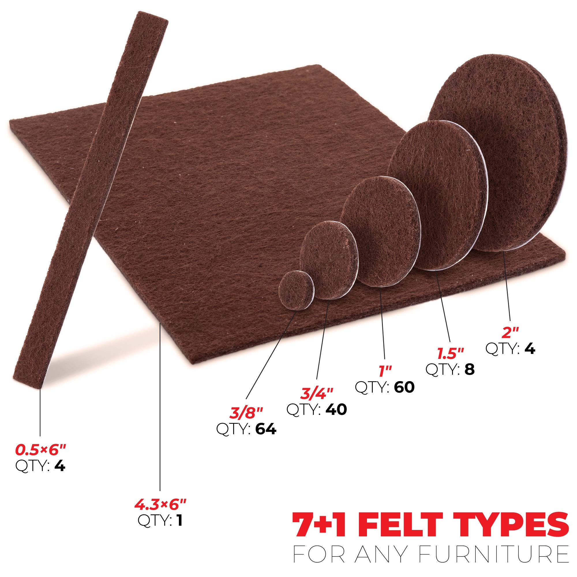 X-PROTECTOR Premium Ultra Large Pack Felt Furniture Pads 181 Piece! Felt Pads Furniture Feet All Sizes ? Your Best Wood Floor Protectors. Protect Your Hardwood Flooring with 100% Satisfaction! - $18.95