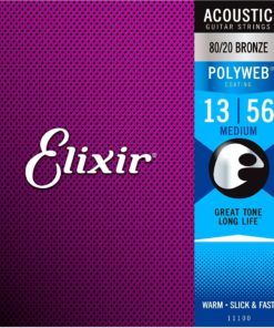 Elixir Strings 80/20 Bronze Acoustic Guitar Strings w POLYWEB Coating, Medium (.013-.056) Medium (.013-.056) Single Set 5 81BDjeLTSyL