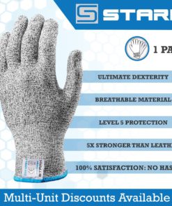Alternative view of Stark Safe Cut Resistant Gloves (1 Pair) Food Grade Level 5 Protection, Safety Cutting Gloves for Kitchen, Mandolin Slicing, Fish Fillet, Oyster Shucking, Meat Cutting and Wood Carving - Medium