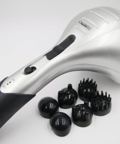 Healthstar Double Head Electric Full Body Massager for Head, Neck, Shoulder, Back, Leg and Foot -Handheld Percussion Massage, 5 Replaceable Massaging Heads Grey 14 81N180ZaalL