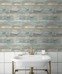 RoomMates Blue Distressed Wood Peel and Stick Wallpaper 13 81PPPaLMKVL