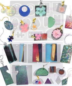 Alternative view of FUNSHOWCASE Cabochon Gemstone Jewelry Silicone Mold with Hole for Polymer Clay, Crafting, Resin Epoxy, Pendant Earrings Making 2 in Set 2 Molds in Set #1213 1218