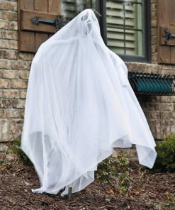 Fun Express - White Ghost Yard Stake W/Led Light for Halloween - Home Decor - Outdoor - Yard Art - Halloween - 1 Piece