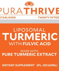 Alternative view of PuraTHRIVE Liquid Turmeric Extract. Premium Supplement made with Organic Turmeric, GMO Free, Made in USA. Best Absorption and Potency with Liposomal Turmeric