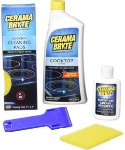 Cerama Bryte Best Value Kit: Ceramic Cooktop Cleaner 28oz, Scraper, 10 Pads, Burnt-on Grease Remover 2oz