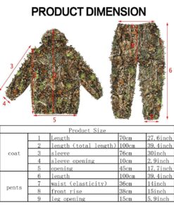 OUTERDO Camo Suits Ghillie Suits 3D Leaves Woodland Camouflage Clothing Army Sniper Military Clothes and Pants for Jungle Hunting, Shooting, Airsoft, Wildlife Photography, Halloween Type 1 10 81Wm5xTE65L