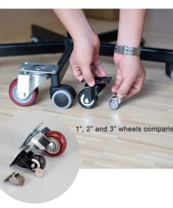 bayite 4 Pack 1" Low Profile Casters Wheels Soft Rubber Swivel Caster with 360 Degree Top Plate 100 lb Total Capacity for Set of 4 (2 with Brakes & 2 Without) Wheel dia. 1 inch- screws included 14 81Xy A7HftL