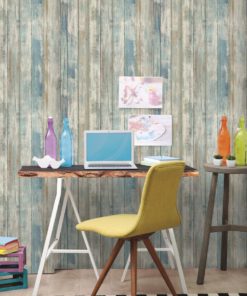 Alternative view of RoomMates Blue Distressed Wood Peel and Stick Wallpaper