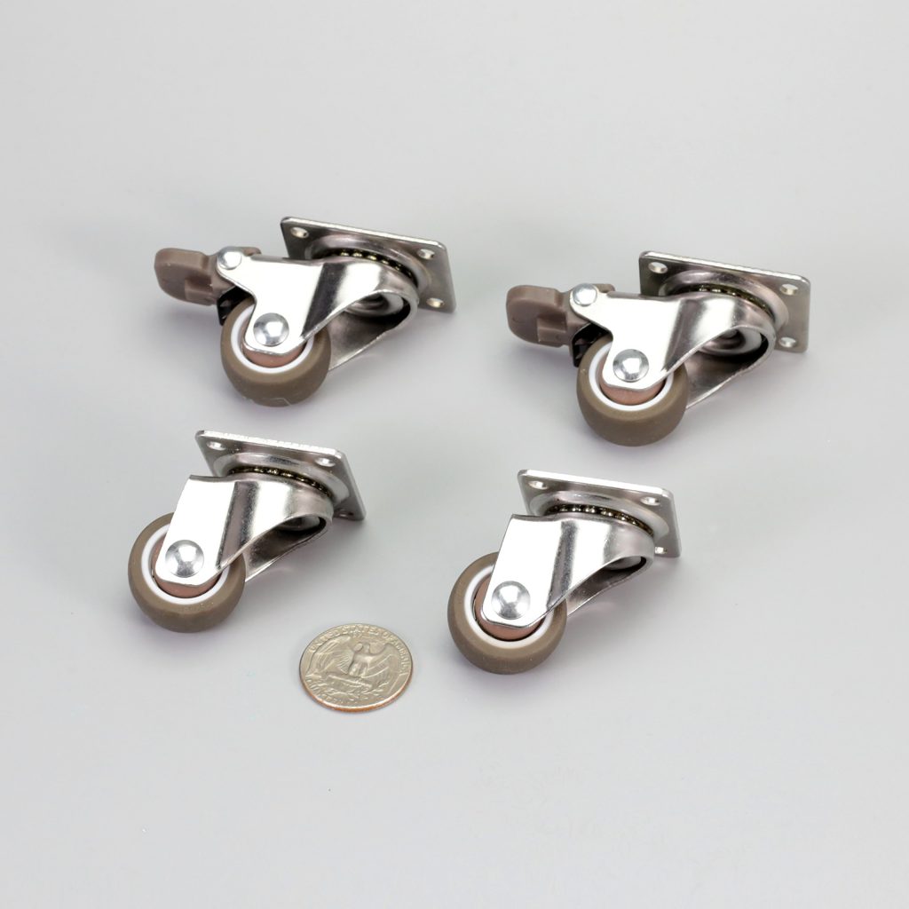 Bayite 4 Pack 1" Low Profile Casters Wheels Soft Rubber Swivel Caster