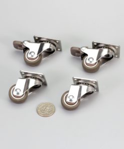 bayite 4 Pack 1" Low Profile Casters Wheels Soft Rubber Swivel Caster with 360 Degree Top Plate 100 lb Total Capacity for Set of 4 (2 with Brakes & 2 Without) Wheel dia. 1 inch- screws included 12 81YdG5aCsKL
