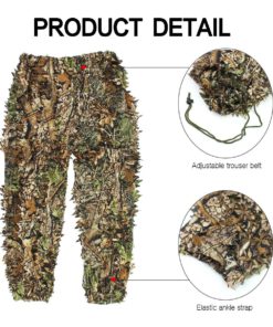 OUTERDO Camo Suits Ghillie Suits 3D Leaves Woodland Camouflage Clothing Army Sniper Military Clothes and Pants for Jungle Hunting, Shooting, Airsoft, Wildlife Photography, Halloween Type 1 9 81ZxFHCT14L
