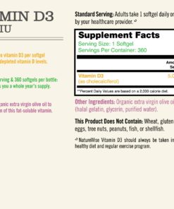 Alternative view of NatureWise Vitamin D3 5,000 IU for Healthy Muscle Function, Bone Health and Immune Support, Non-GMO in Cold-Pressed Organic Olive Oil,Gluten-Free, 1-year supply, 360 count