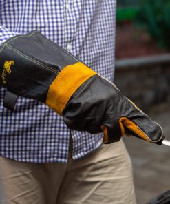 Alternative view of 14.5" Long Premium Leather Gloves, BBQ gloves, Grill and Fireplace Gloves, Cotton lining with Kevlar stitch, Heat Resistant Gloves, animal handling gloves, bite-proof gloves Grain Finish Back/Suede Finish Palm.