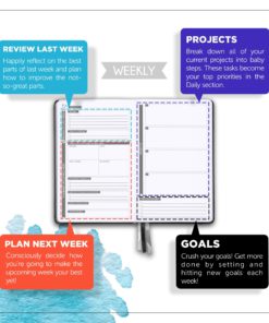 Panda Planner - Daily Planner, Calendar and Gratitude Journal to Increase Productivity, Time Management & Happiness - Hardcover, Undated Day - Quarter Year Planner - Guaranteed (Black) Black 9 81fDBq22efL