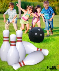 Kleeger Giant Bowling Game Set: Inflatable Bowling Ball and Pins - Outdoor & Indoor Fun For Children And Adults - Includes Air Pump 9 81kMUM0RInL