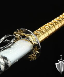 Auway 40" Fully Handmade High Carbon Steel Full Tang Blade Japanese Katana Samurai Sword Bamboo Tsuba - Gold 9 81kmowyxrDL