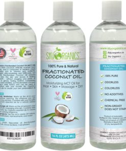 Fractionated Coconut Oil by Sky Organics 16oz- 100% Pure MCT Oil (Cocos Nucifera) with PUMP. Ideal as a Massage Oil & Aromatherapy. Carrier Oil Made in USA. No Staining Tanning Oil - $20.95
