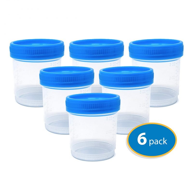 Urine Specimen Collection Cups With Lids, 90ml (6 Pack) 6 Pack Swiftsly