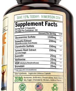 Glucosamine with Chondroitin Turmeric MSM Boswellia - Joint Pain Relief Supplement - Anti-Inflammatory & Antioxidant Pills by Vimerson Health for Your Back, Knees, Hands - Natural & Non-GMO - 90 Caps 10 81oRpJwUvuL
