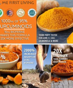 Me First Living Turmeric Curcumin 1000 mg 95% Curcuminoids, Bioperine 10 mg, 19x More Potent Than Others, Increased Absorption, Non-GMO, Organic Turmeric, Vegan, Gluten Free, 60 Capsules 11 81qc0 UBhXL
