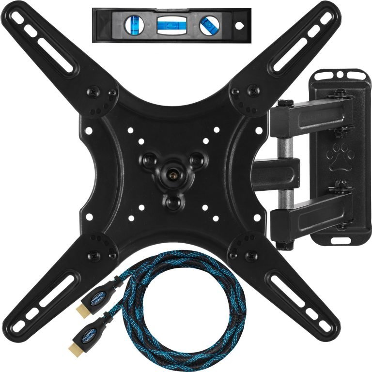 Cheetah Mounts ALAMLB Articulating Arm (20" Extension) TV Wall Mount Bracket for 20-55" TVs up to VESA 400 and 66lbs, Including a Twisted Veins 10' Cable and a 6" 3-axis Magnetic Bubble Level 20-55 Inch