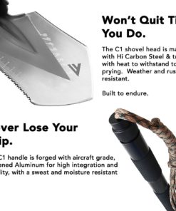 FiveJoy Military Folding Shovel Multitool (C1) - Compact, Ultralight, Versatile - Essential for Scout, Hiking, Backpacking, Adventure Cycling, Dry Camping for Trenching, Emergency and Survival 14 81tReBLRCBL