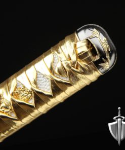 Auway 40" Fully Handmade High Carbon Steel Full Tang Blade Japanese Katana Samurai Sword Bamboo Tsuba - Gold 11 81wz9dweCIL