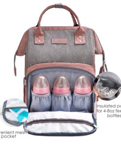 Diaper Bag Backpack Nappy Bag Upsimples Baby Bags for Mom Maternity Diaper Bag with USB Charging Port Stroller Straps Thermal Pockets|Wide Shoulder Straps|Water Resistant |Pink Pink&Gray 9 81yOrNtyVYL