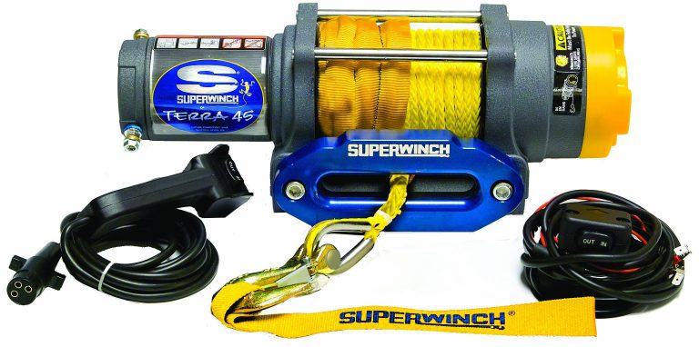 Superwinch 1145230 Terra 45 4500lbs/2046kg single line pull with hawse, handlebar mnt toggle, handheld remote, and synthetic rope Terra 45SR