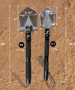 FiveJoy Military Folding Shovel Multitool (C1) - Compact, Ultralight, Versatile - Essential for Scout, Hiking, Backpacking, Adventure Cycling, Dry Camping for Trenching, Emergency and Survival 15 917n4ilawAL