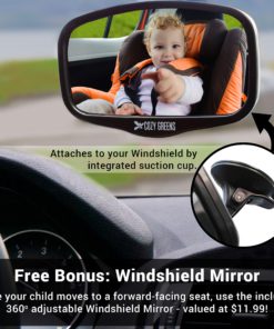 COZY GREENS Baby Car Mirror - Most Stable - View Infant in Rear Facing Seat - 100% Lifetime Satisfaction Guarantee - Safety Crash Tested & Shatterproof - Back Seat Backseat Crystal Clear View 12 91LCWKDydbL