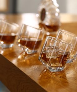 Alternative view of MyGift Tilting Whiskey Scotch Clear Glass, Highball Tumbler Party Glasses (10oz), Set of 4 in Gift Box Titled Design