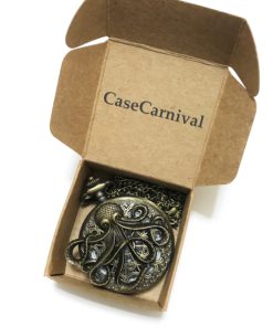 CaseCarnival Steampunk Large Octopus Pocket Watch Necklace - Octopus Sea Monster Pocketwatch Pendant (Brass) Brass 9 91Np9jjynIL