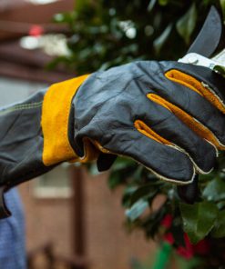 14.5" Long Premium Leather Gloves, BBQ gloves, Grill and Fireplace Gloves, Cotton lining with Kevlar stitch, Heat Resistant Gloves, animal handling gloves, bite-proof gloves Grain Finish Back/Suede Finish Palm. 13 91VpiDGlhuL