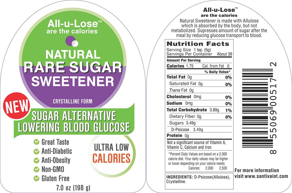 Crystalline All-u-Lose, Natural Rare Sugar, Non-GMO Allulose -, 7 oz. - $18.95