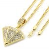Mens Gold Tone Small D-shape Cz Pendant Hip-hop 30" 3mm Cuban Chain 11 91aoukzkzdL