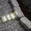 8x4 Solar Brick Landscape Light, 12 White LEDs, Textured Glass Rectangle Paver, Waterproof, Outdoor Use, No Wires Easy to Install - Rechargeable Battery Included Warm White With 6 Leds - $20.95