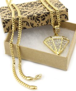 Mens Gold Tone Small D-shape Cz Pendant Hip-hop 30" 3mm Cuban Chain 10 91vVib1IVLL