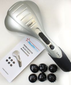 Healthstar Double Head Electric Full Body Massager for Head, Neck, Shoulder, Back, Leg and Foot -Handheld Percussion Massage, 5 Replaceable Massaging Heads Grey 15 91w 9lhUHbL