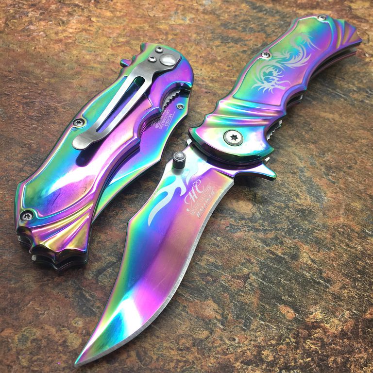 Master Collection MC Ballistic All Rainbow Fantasy Dragon Titanium Folding Hunting Tactical Designers Pocket Knife