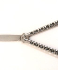 Alternative view of Deluxe Silver Replicant Balisong Butterfly Knife Black G-10